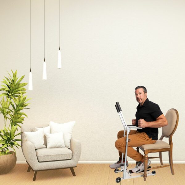 Person using a knee rehabilitation device at home
