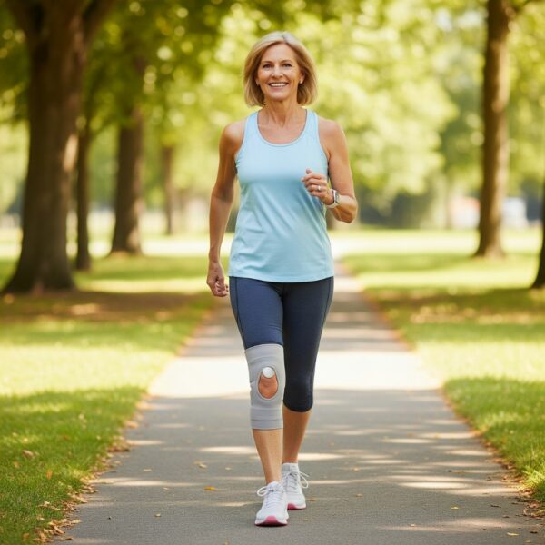 Person confidently returning to daily activities after knee replacement